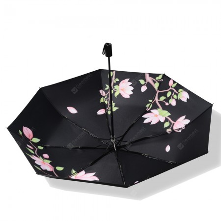 Creative Magnolia Flower Print Anti UV Folding Umbrella