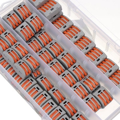 2 / 3 / 5 Holes Spring Conductor Terminal Block Electric Cable Wire Connector 30pcs