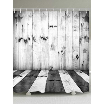 Star Wood Plank Print Waterproof Shower Curtain