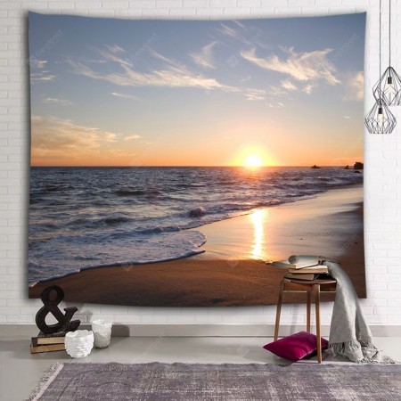 Beach Wave Sunrise Sunset Print Polyester Tapestry