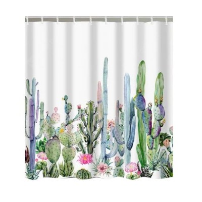 Watercolor Painting Cactus Print Shower Curtain