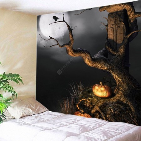 Wall Hanging Art Decor Halloween Moon Tree Print Tapestry