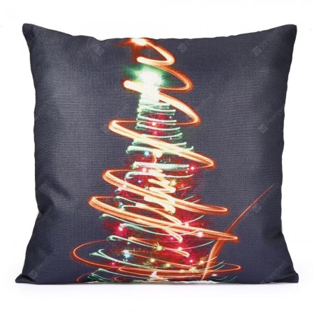 Colorful Lighting Christmas Tree Pattern Decorative Pillow Case