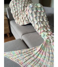 Chic Quality Fish Scale Shape Mermaid Tail Design Knitting Blanket for Adult