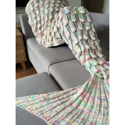 Chic Quality Fish Scale Shape Mermaid Tail Design Knitting Blanket for Adult