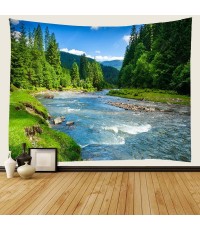 Forest Stream Fresh Landscape Pattern 3D Digital Printing Tapestry Water-resistant