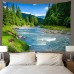 Forest Stream Fresh Landscape Pattern 3D Digital Printing Tapestry Water-resistant