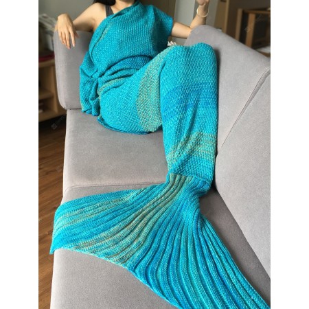 Crochet Stripe Pattern Mermaid Tail Shape Blanket