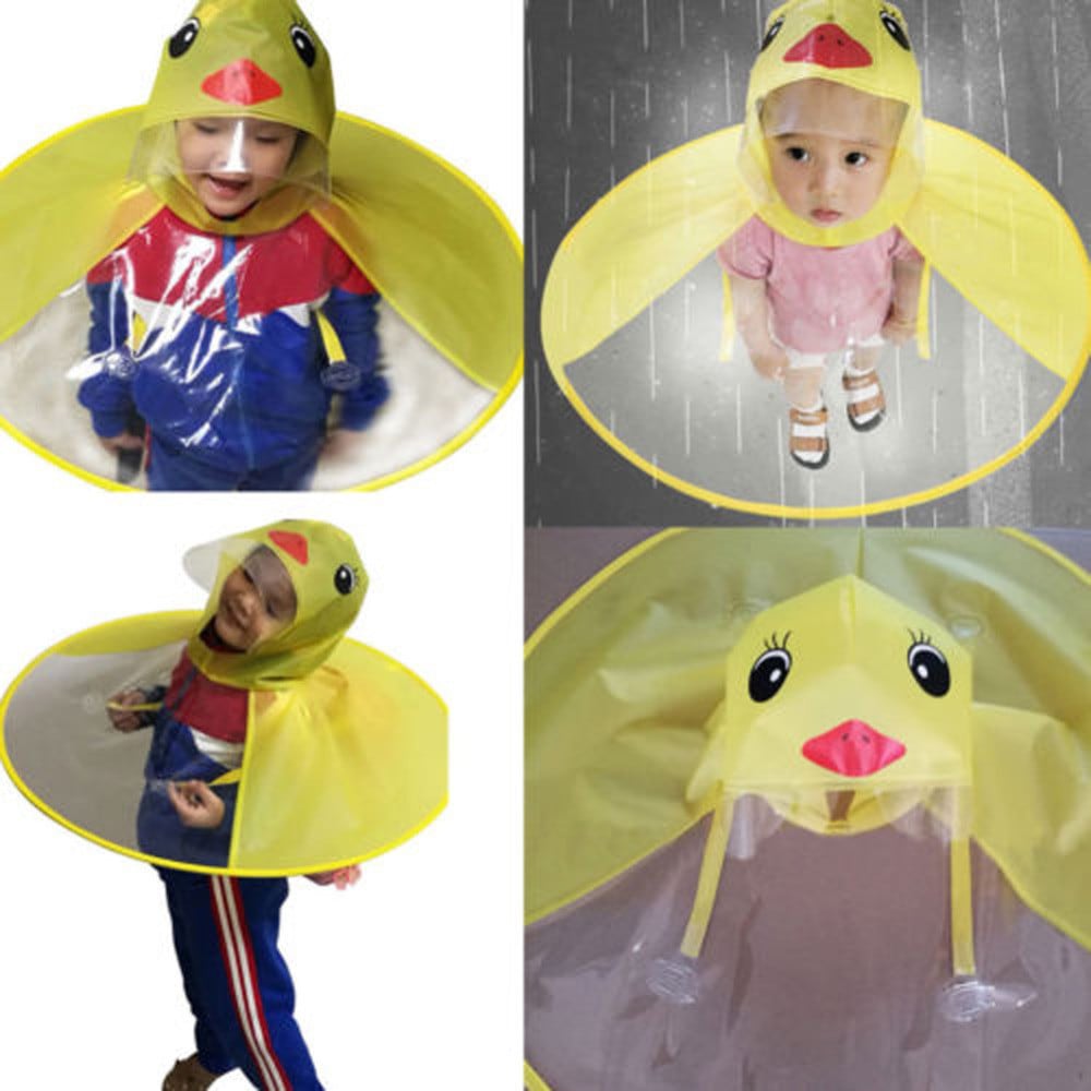 Small Yellow Duck Funny Rain Hat Umbrella Children Adult Folding Umbrella- Yellow