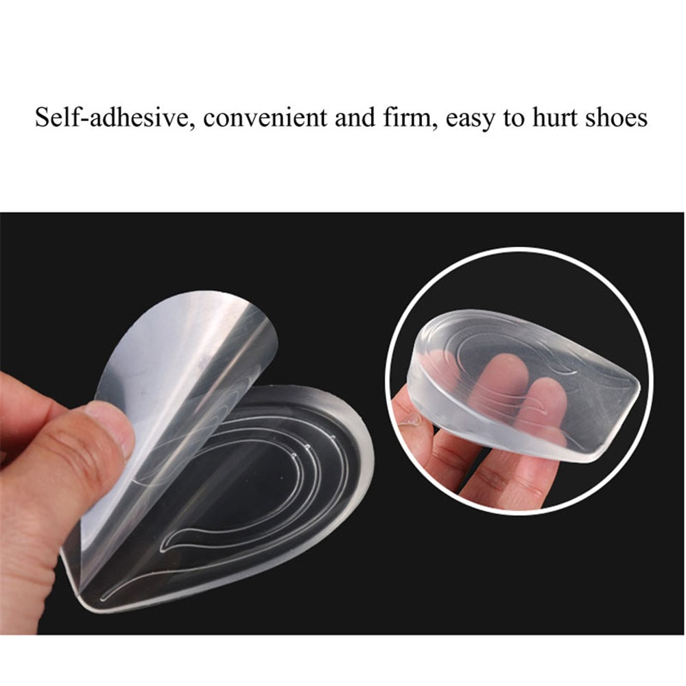 A pair of Men and Women Thick and Thin Transparent Gel Heighten Insole- Transparent Man 1cm