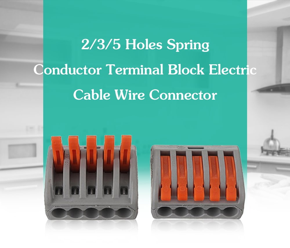 2 / 3 / 5 Holes Spring Conductor Terminal Block Electric Cable Wire Connector 30pcs- Gray