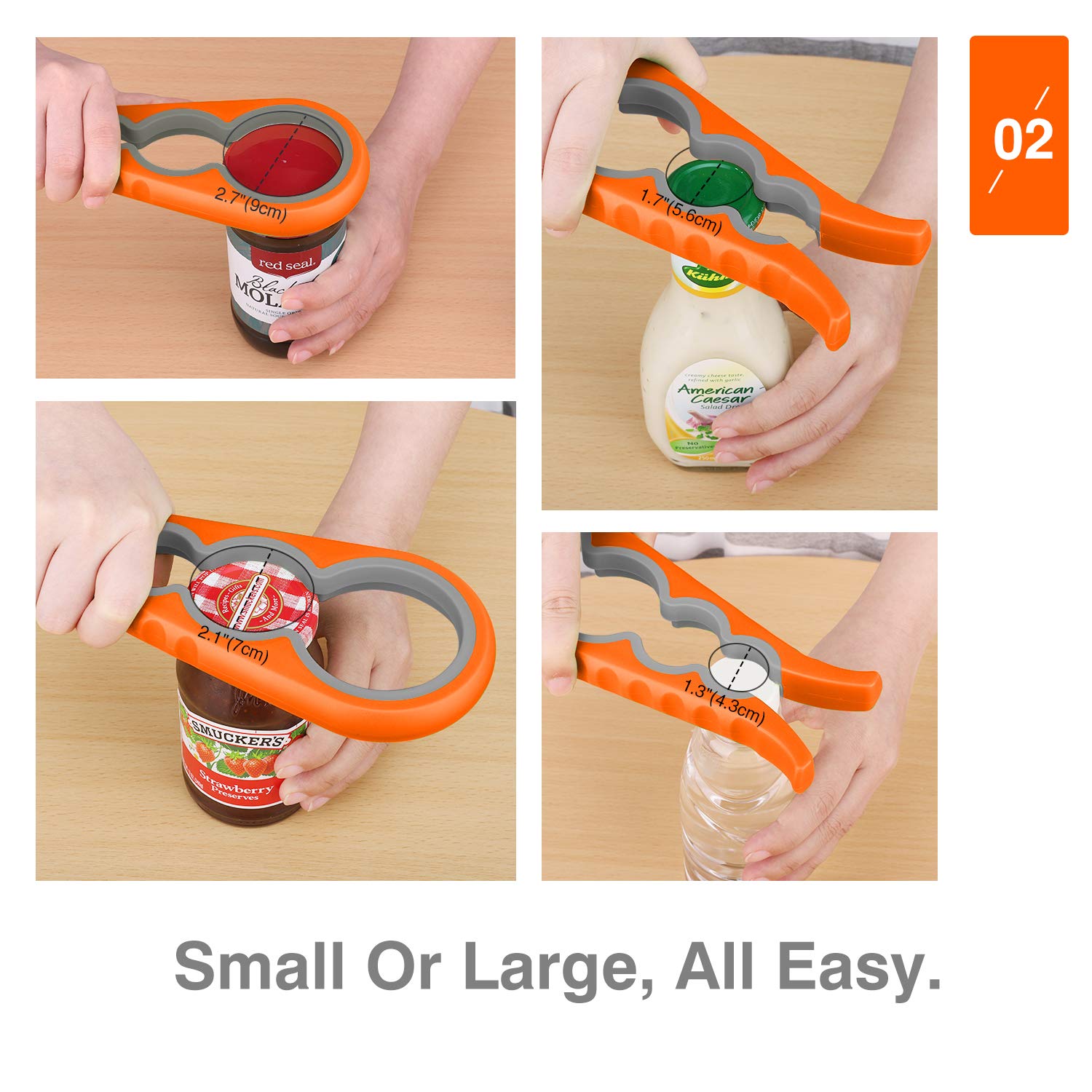 Screw Cap Jar Opener Bottle Lid Wrench Multifunction Kitchen Tool Gourd Shaped- Orange