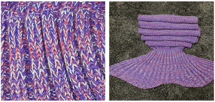 Crocheted / Knitted Mermaid Tail Shape Blanket- Light Purple