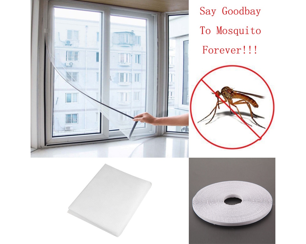 Home Insect Mosquito Self-adhesive Window Mesh Door Curtain- White