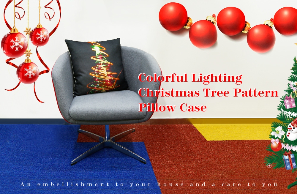 Colorful Lighting Christmas Tree Pattern Decorative Pillow Case- Colorful W18 inch * L18 inch