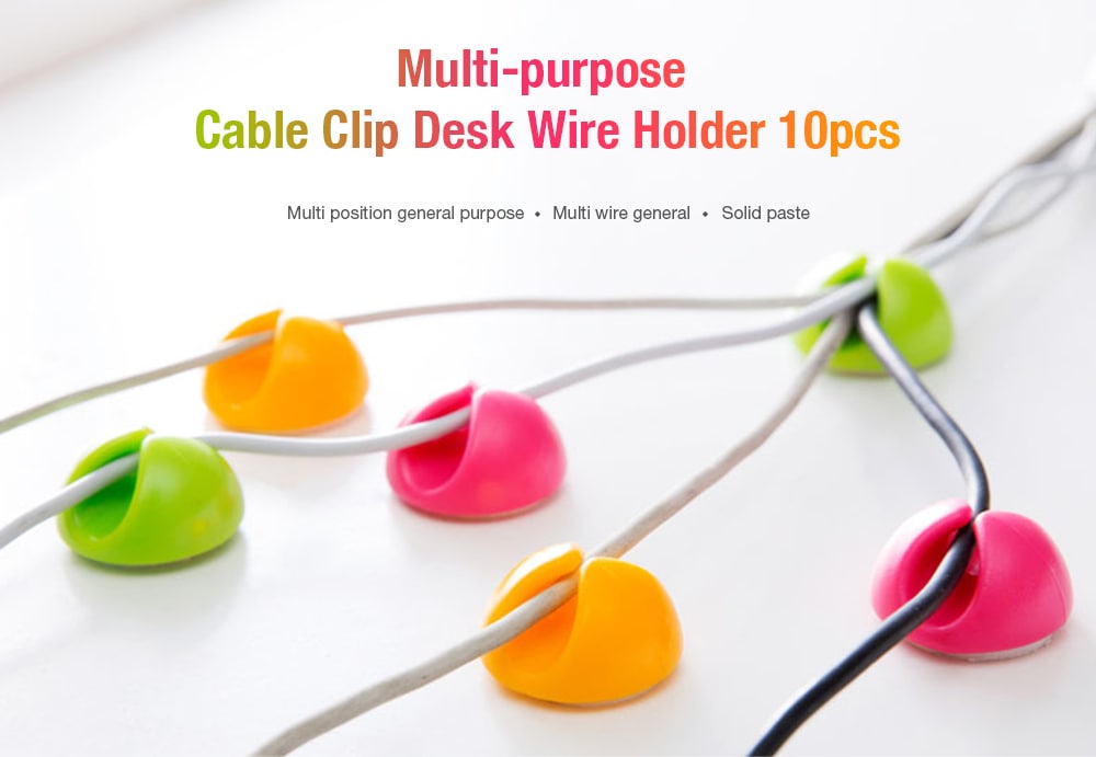 Multi-purpose Cable Clip Desk Organizer Wire Holder 10pcs- Black