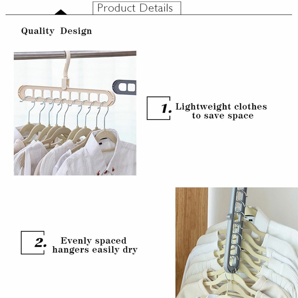 Multifunction Clothes Drying Rack Storage Hanger for Wardrobe Outdoor Balcony- Light Gray