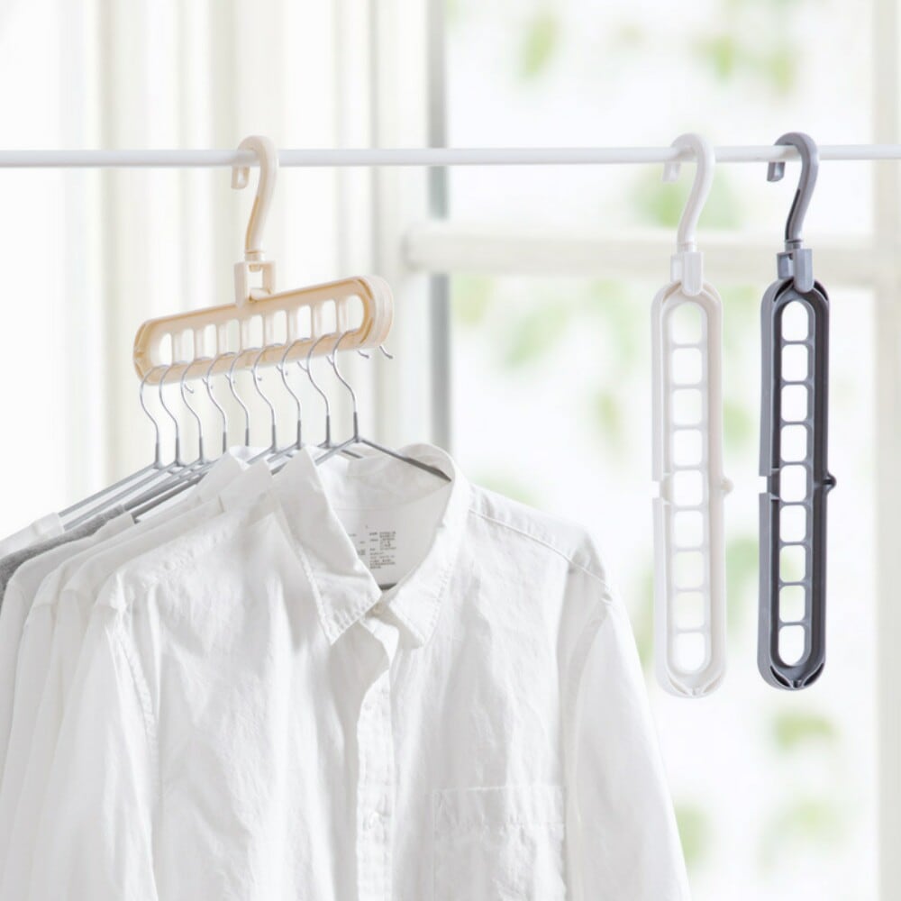 Multifunction Clothes Drying Rack Storage Hanger for Wardrobe Outdoor Balcony- Light Gray