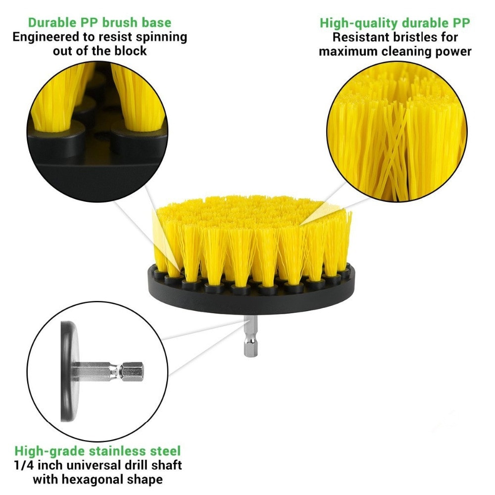 5 in 1 Multifunctional Electric Drill Cleaning Brush Power Scrubber Cleaner Kit- Yellow