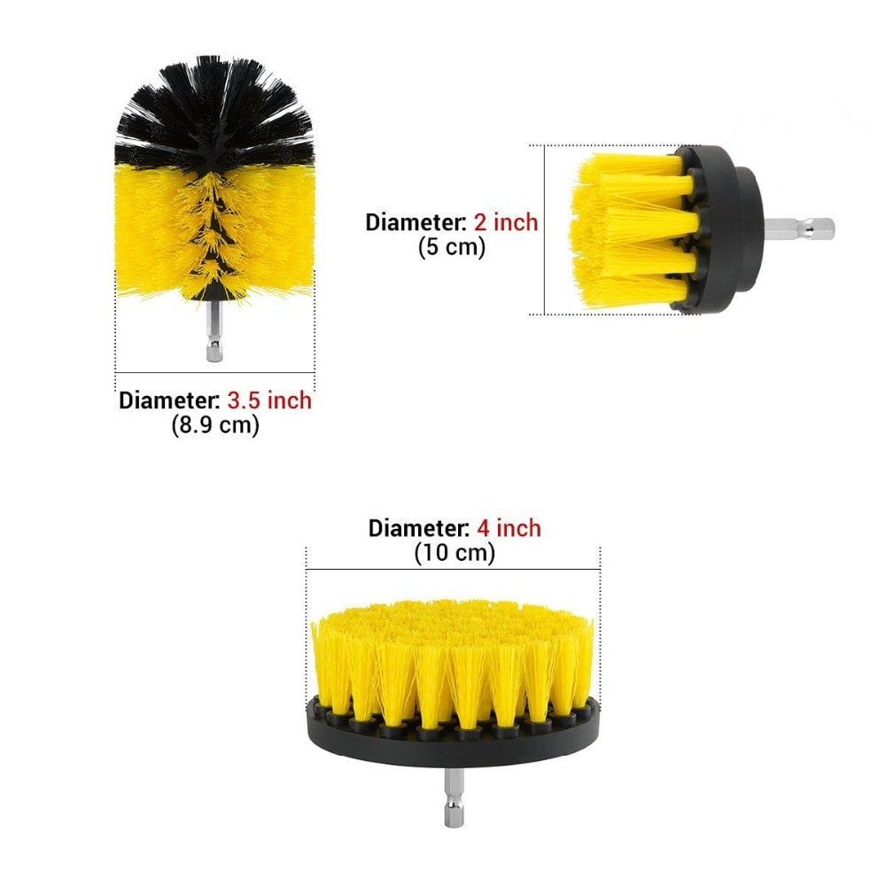 5 in 1 Multifunctional Electric Drill Cleaning Brush Power Scrubber Cleaner Kit- Yellow