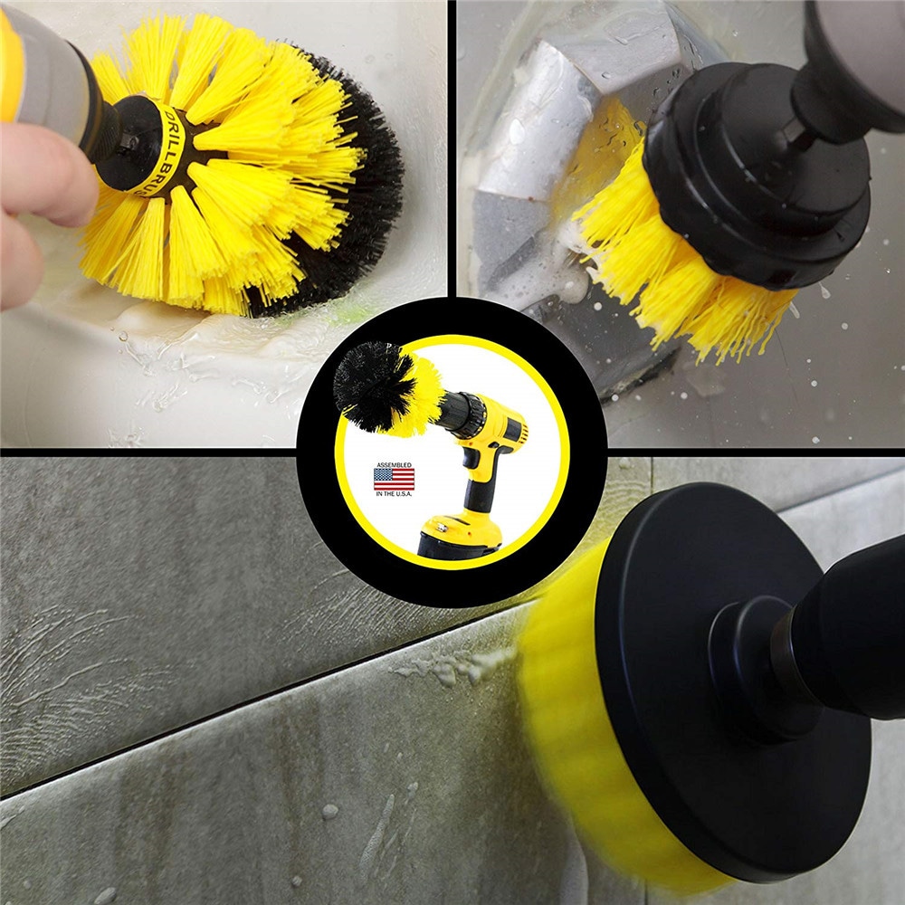 5 in 1 Multifunctional Electric Drill Cleaning Brush Power Scrubber Cleaner Kit- Yellow